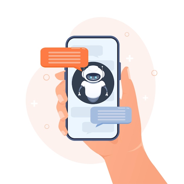 Chat bot piatto per il web design Illustrazione vettoriale isometrica piatta Intelligenza artificiale