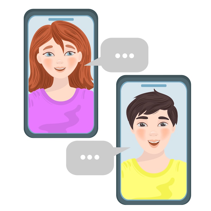 Vettore chat internet friend talking business