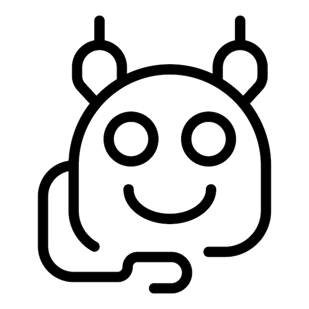Chatbot sorridente con antenne che mostrano l'icona della felicità