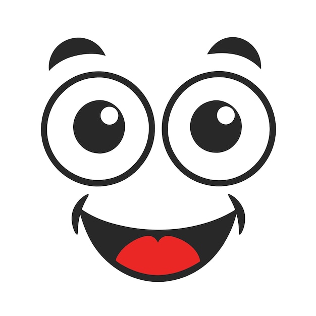Cheerful Cartoon Face Vector Design con un ampio sorriso