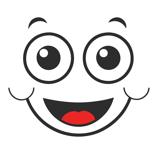 Cheerful Cartoon Face Vector Design con un ampio sorriso