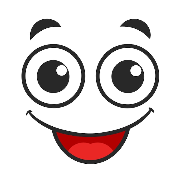 Cheerful Cartoon Face Vector Design con un ampio sorriso