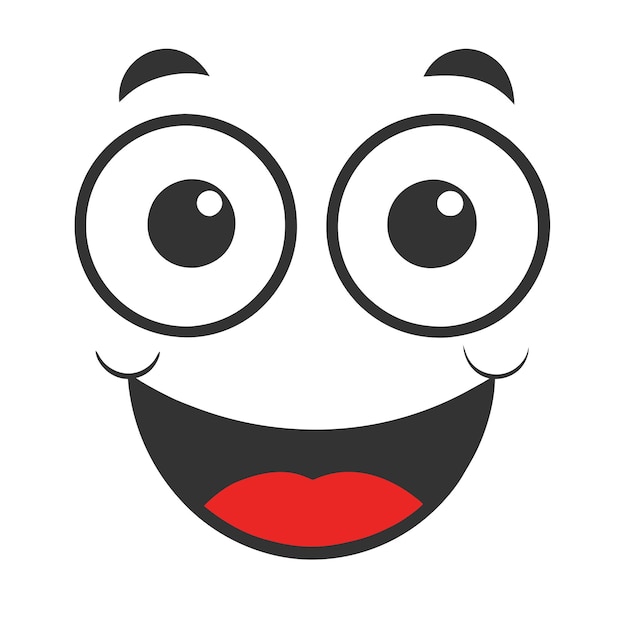 Cheerful Cartoon Face Vector Design con un ampio sorriso