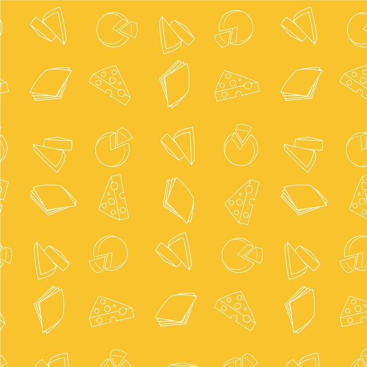 Cheese Pattern Delight Minimalist White Line Art su sfondo giallo