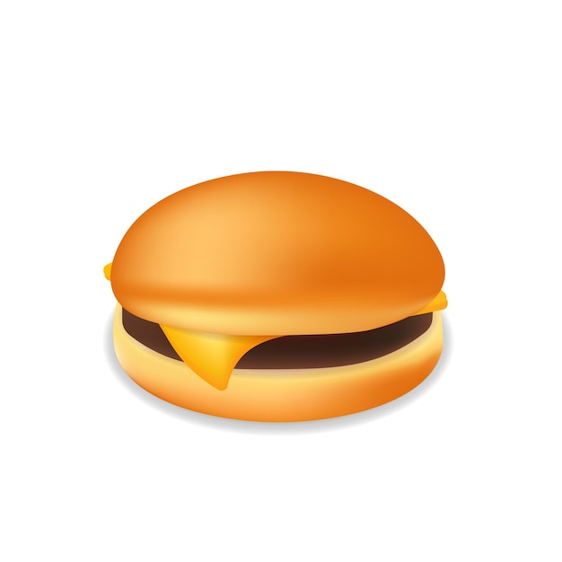 Cheeseburger realistico o sandwich con carne Pasto fast food Illustrazione del pasto fast food