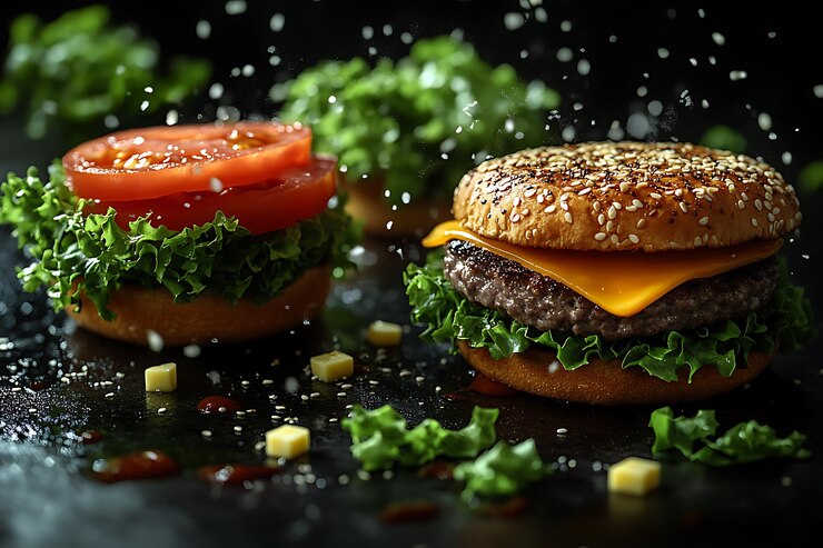 Vettore cheeseburgers succosi