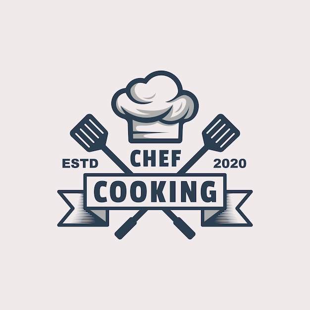 Chef retrò vintage cucina logo, attività di ristorazione