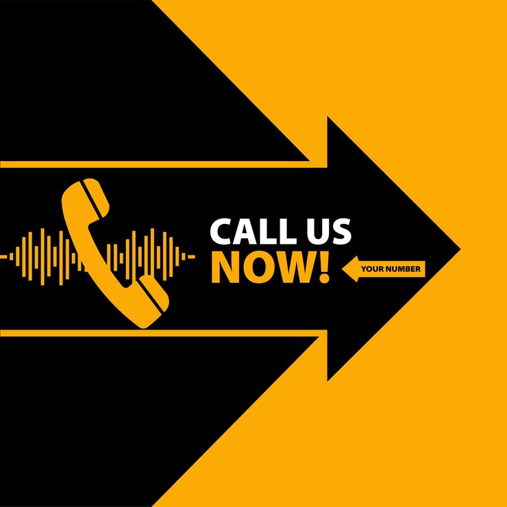 Vettore chiamaci ora icona vettoriale colore nero e giallo modello per numero di telefono segno pulsante dettagli di contatto illustrazione vettoriale