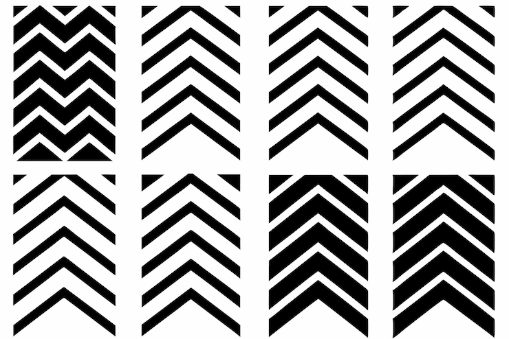 Vettore chic chevron pattern line art elegante schizzo di modello moderno