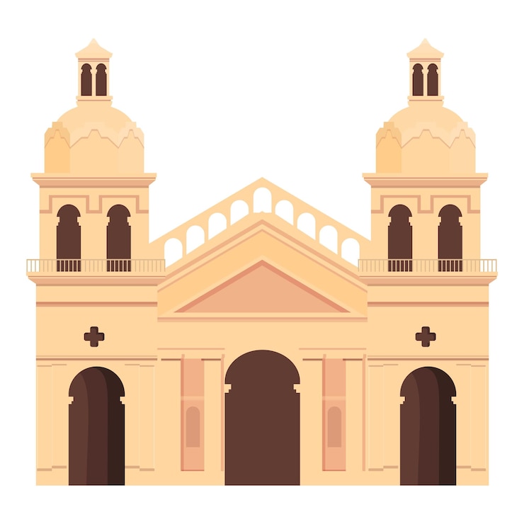 Vettore chiesa cattolica icona vettore cartoon viaggio in argentina mappa nazionale