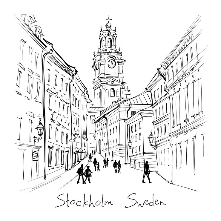 Vettore chiesa storkyrkan a stoccolma, svezia