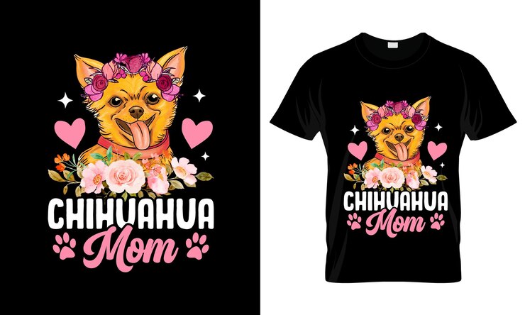 Vettore chihuahua mom colorata maglietta grafica maglietta per la giornata delle madri