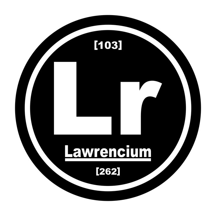 Vettore chimica del lawrenzio elemento chimico nella tabella periodica