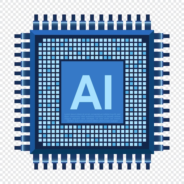 Chip di intelligenza artificiale concetto di processore AI processore di microchip futuristico simbolo di chip AI concetto di innovazione tecnologica illustrazione vettoriale