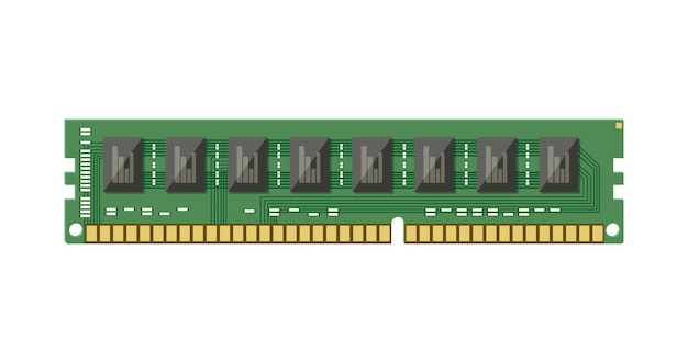 Chip di memoria flash RAM isolato su bianco.