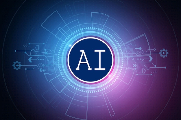 Chipset AI di intelligenza artificiale sul concetto di tecnologia futuristica del circuito stampato