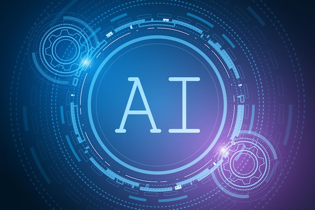 Chipset AI di intelligenza artificiale sul concetto di tecnologia futuristica del circuito stampato