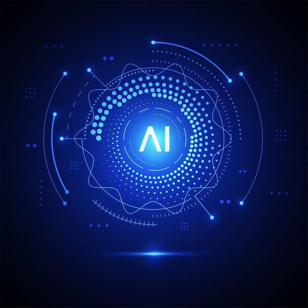 Chipset di intelligenza artificiale su scheda di circuito in opere d'arte tecnologiche futuristiche