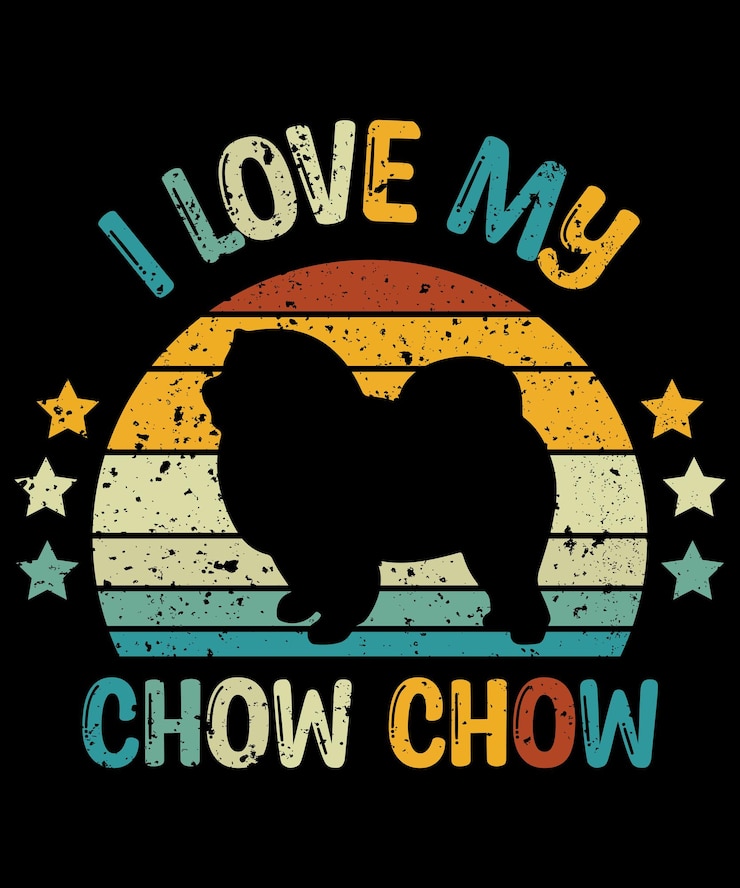Vettore chow chow silhouette design vintage e retrò tshirt