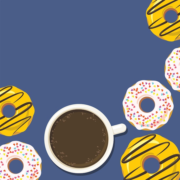 Ciambelle e sfondo del menu della tazza di caffè