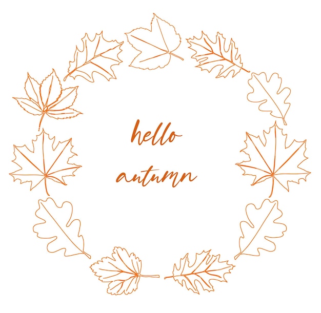 Ciao autunno Set di foglie autunnali e scritta ciao autunno