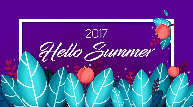 Vettore ciao banner estivo con foglie e fiori esotici naturali