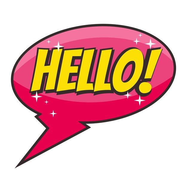 Ciao espressione di testo comico stile pop art