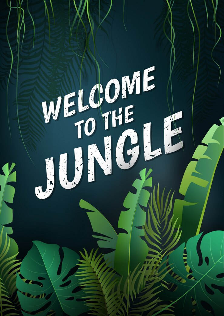 Ciao estate, estate Il poster di testo sullo sfondo di piante tropicali.