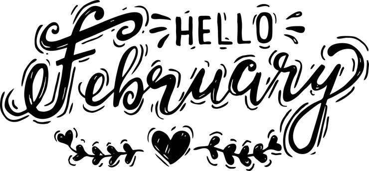 Vettore ciao febbraio illustrazione vettoriale di lettere scritte a mano