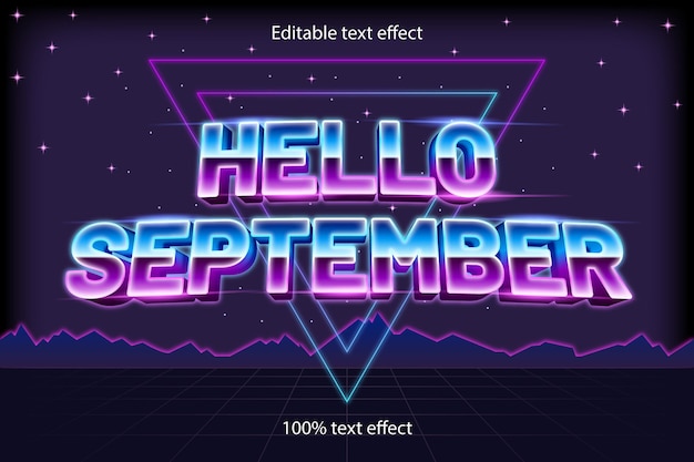 Ciao settembre effetto testo modificabile stile retrò
