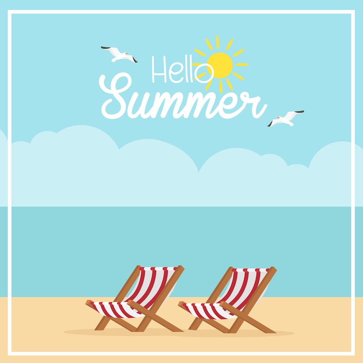 Vettore ciao vacanze estive destinazioni illustrazione design