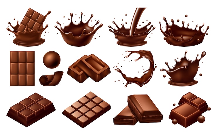 Vettore cibi al cioccolato in stile realistico