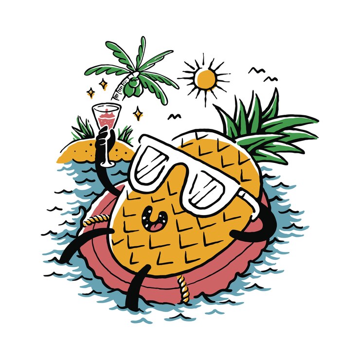 Vettore cibo ananas frutta amore estate