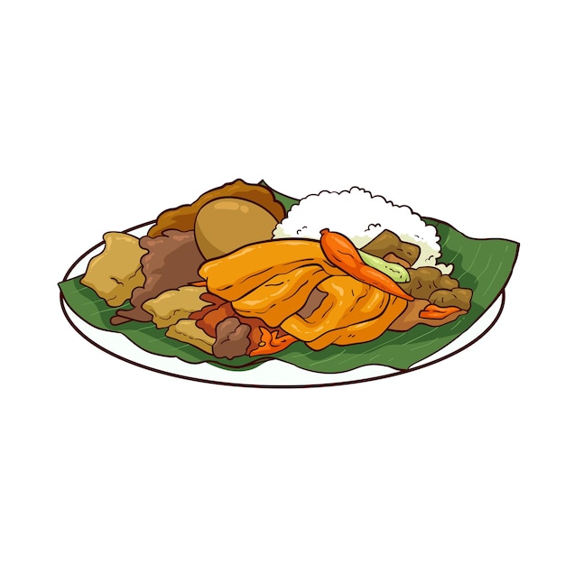 cibo gudeg disegnato a mano 1
