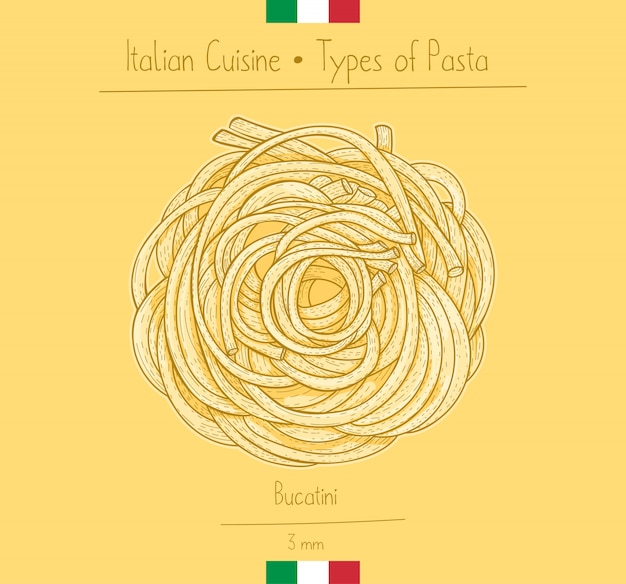 Cibo italiano Bucatini alla pasta tipo sphagetti