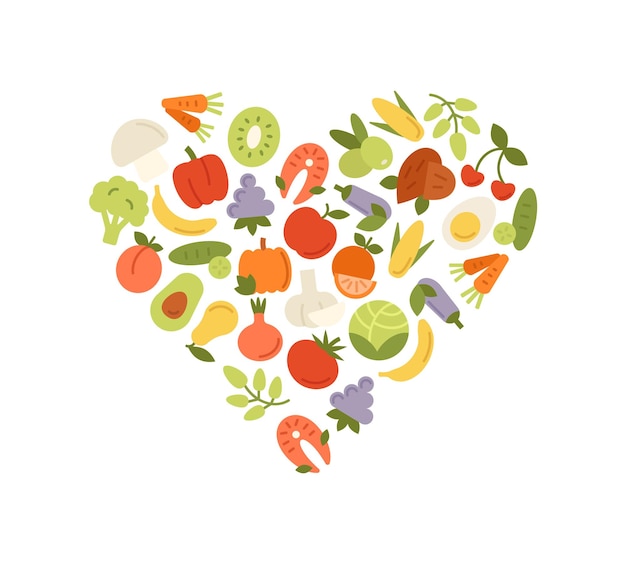 Cibo sano a forma di cuore