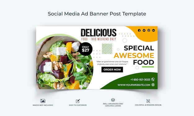 Cibo social media Facebook Ad banner Post template premium vector
