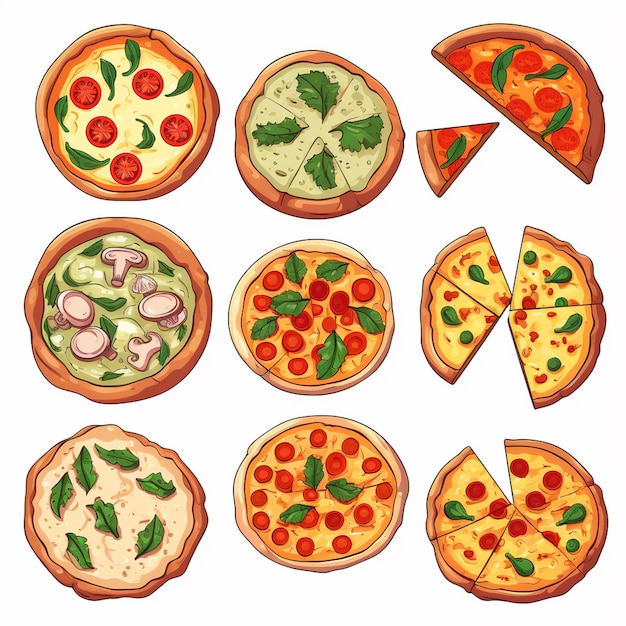 cibo vettore pizza ristorante italiano illustrazione pizzeria isolato sfondo fetta di formaggio