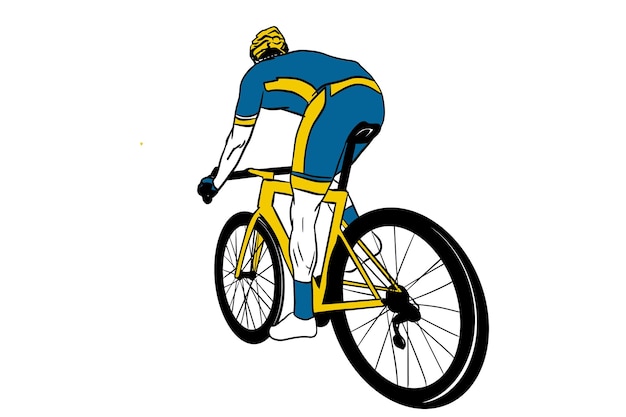 ciclismo vettoriale ciclista atleta che indossa occhiali da sole su bicicletta da strada colorazione silhouette disegno casco
