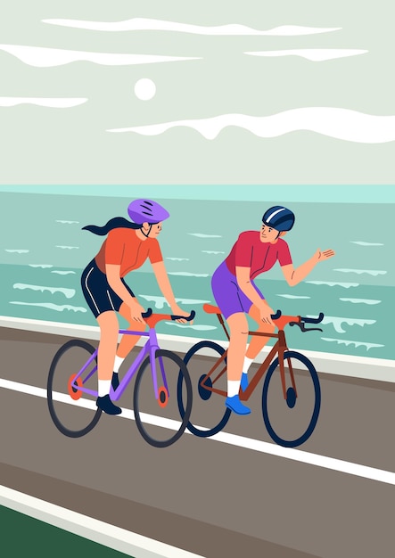 Ciclista sulla strada costiera