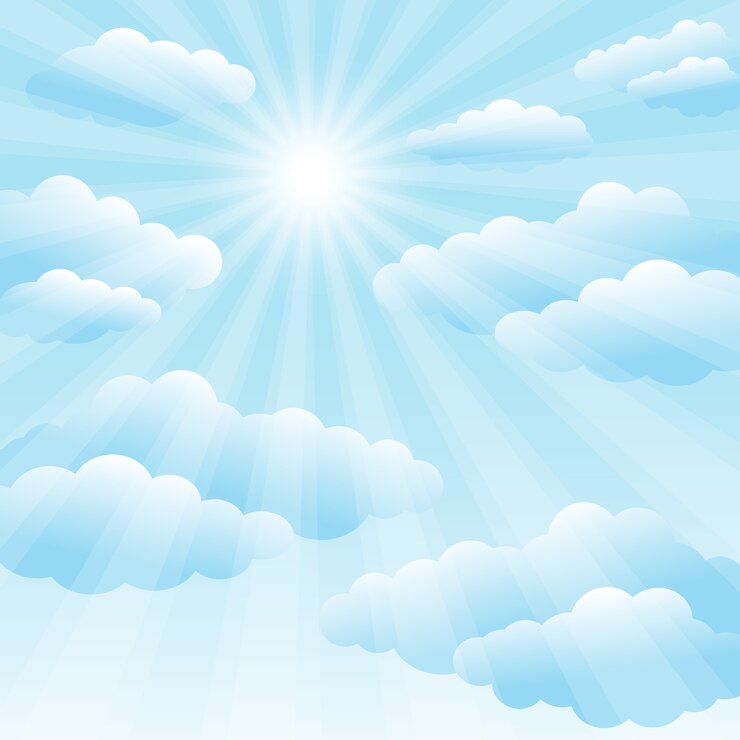 Vettore cielo blu e sole