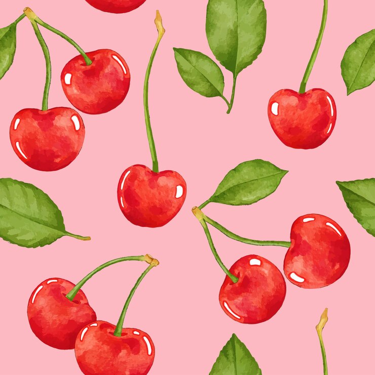 ciliegia con foglie seamless pattern