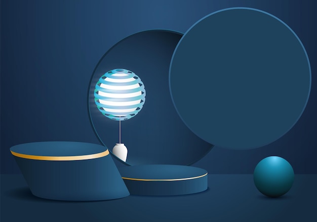 Cilindro blu su uno sfondo blu scuro con ombre naturali Illustrazione tridimensionale perfetta