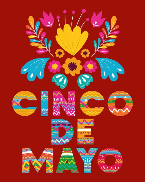 Cinco de mayo con decorazione floreale
