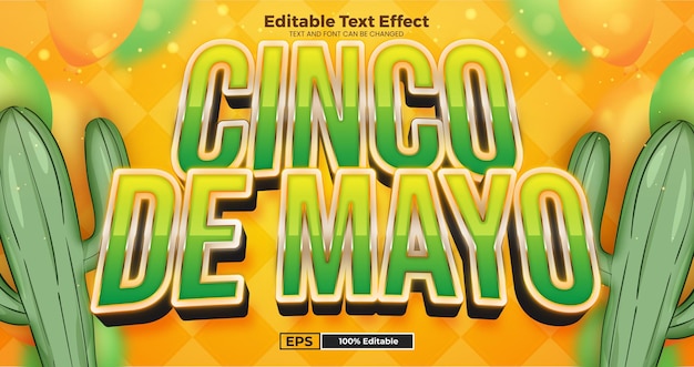 Cinco De Mayo Effetto di testo modificabile in stile moderno