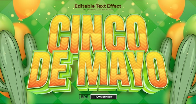 Cinco De Mayo Effetto di testo modificabile in stile moderno