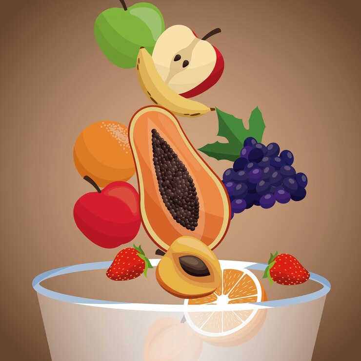 Vettore ciotola di frutta dieta sana