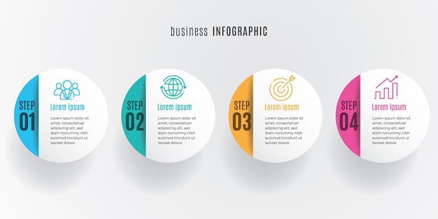 Circle timeline infografica modello 4 passaggi