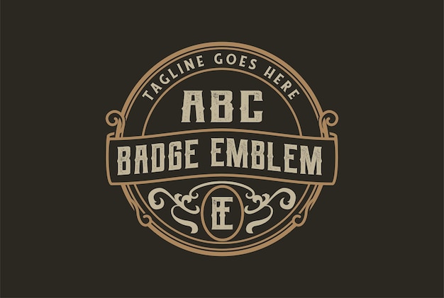 Circolare Vintage Steampunk Badge Emblem Etichetta Timbro Logo Design Vector