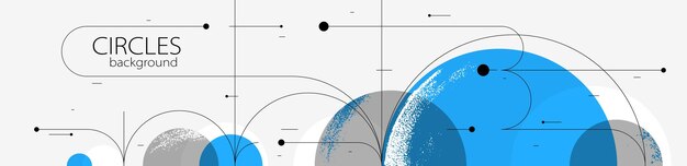 Circoli astratti e linee sfondo vettoriale composizione geometrica tecnologia di disegno piano ciclo schema digitale circolare